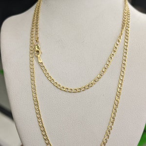 14kt Real Gold Cuban Curb Diamond Cut Chain 2.5mm thick