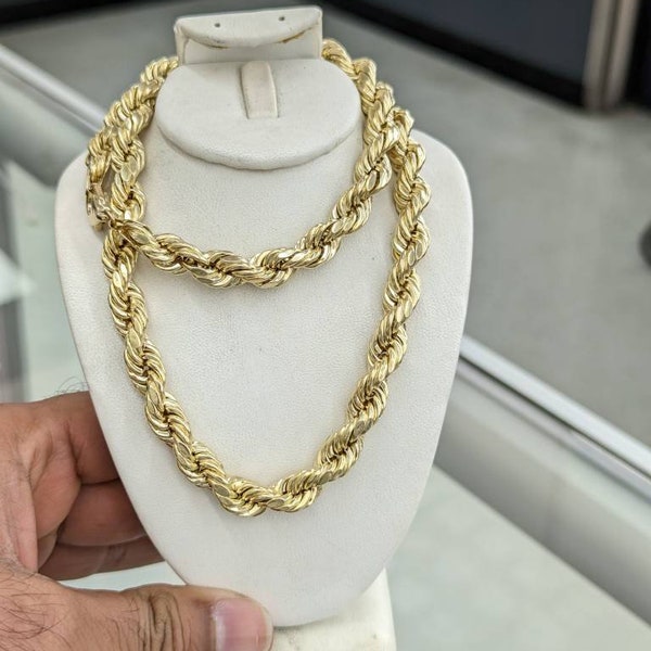 10kt real gold rope chain 9mm thick