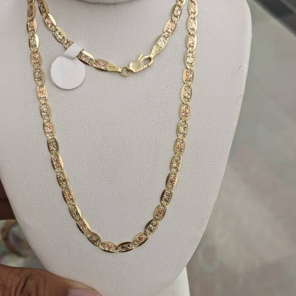 14kt real solid gold tricolor valentino chain 4mm thick