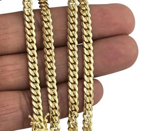 14k Real Gold Solid Miami Cuban Style Chain 5mm thick