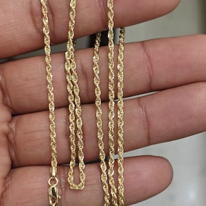 10kt Real Gold Rope Chain 1.8mm for Men and Women