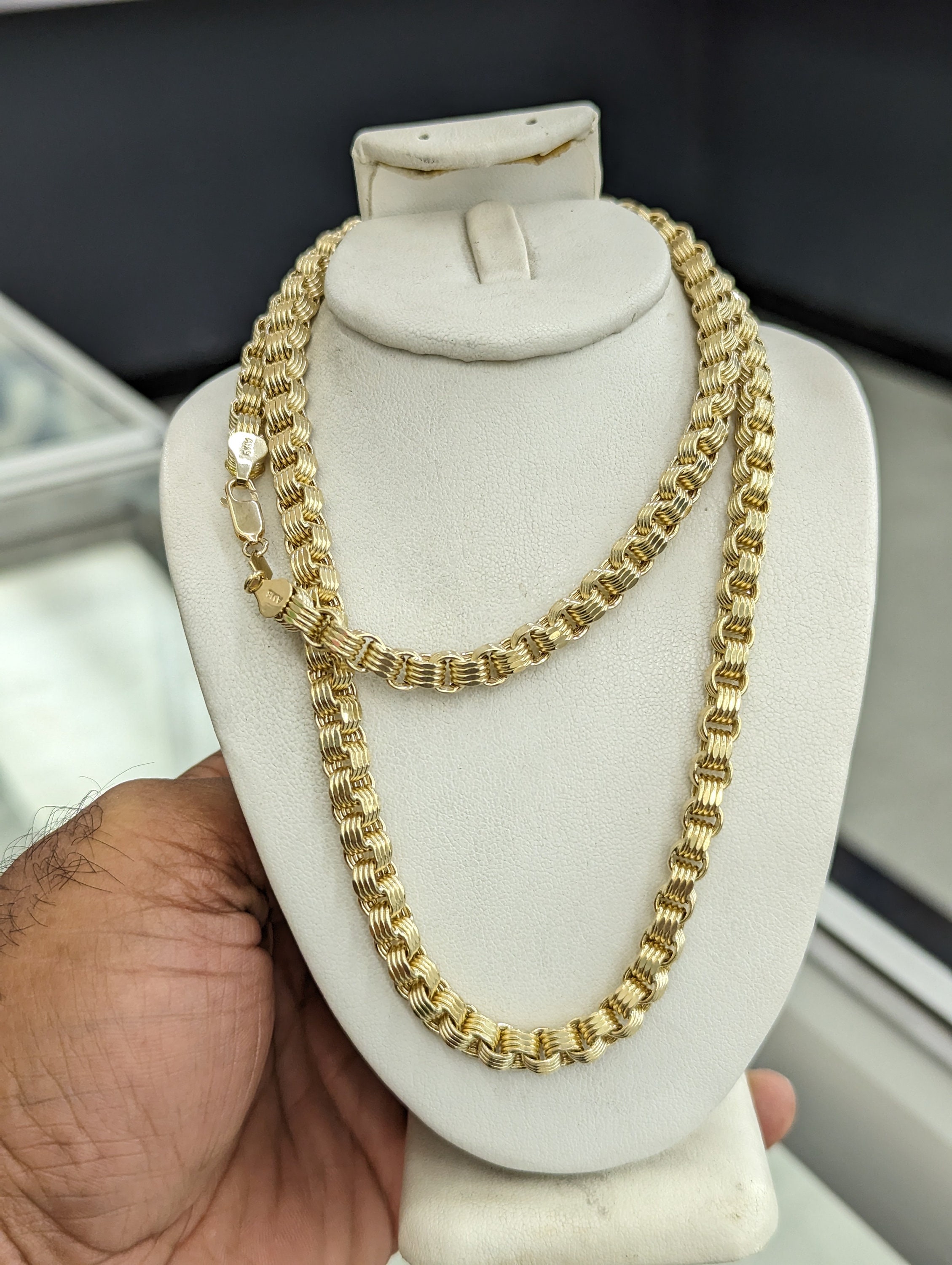 12mm Miami Cuban Royal Edge Link Box Lock Kettenhalsband Echt 10K Gelbgold