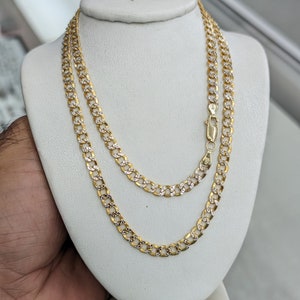 10kt Real Gold Cuban Diamond Cut Curb style chain 4.5mm