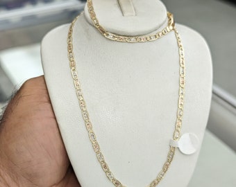 14kt Real Solid Gold Tricolor Valentino Diamond Cut Chain 3.3mm