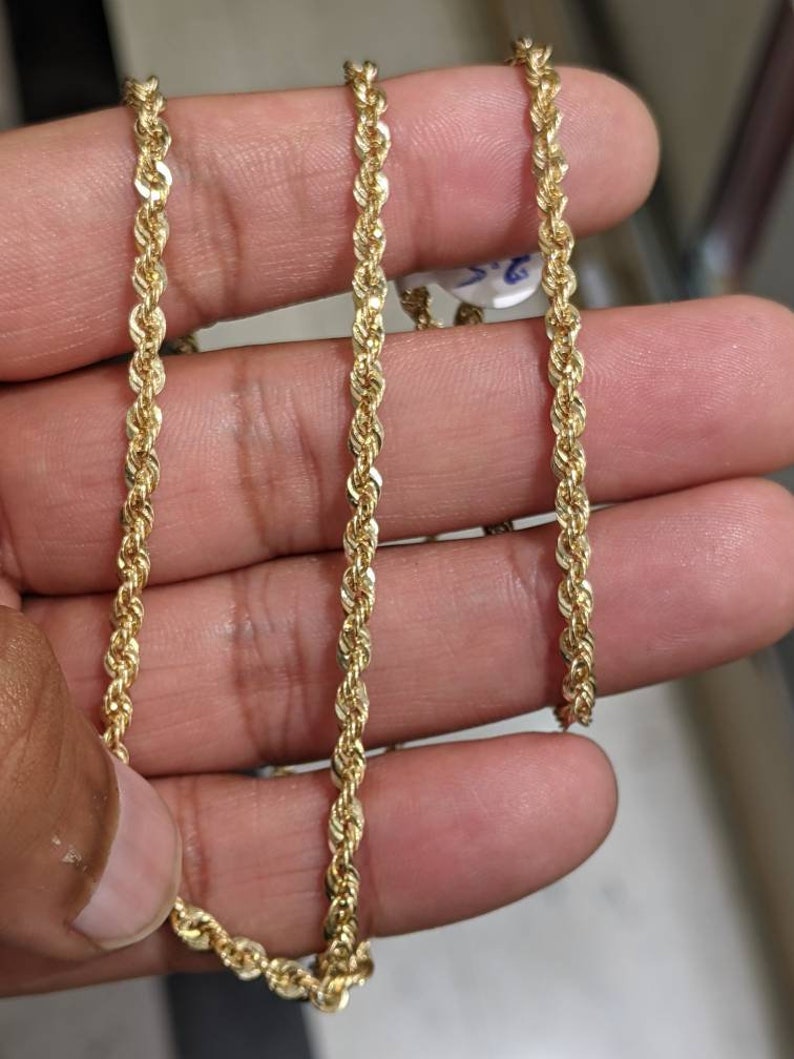 10kt Real Gold Rope Chain 3.5 Mm Thick 