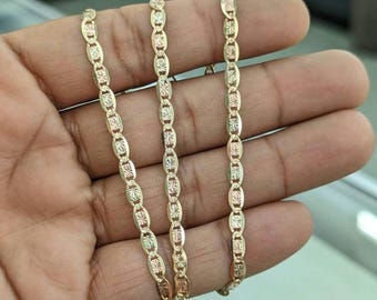 10kt Real Solid Gold Tricolor Valentino Chain 4mm