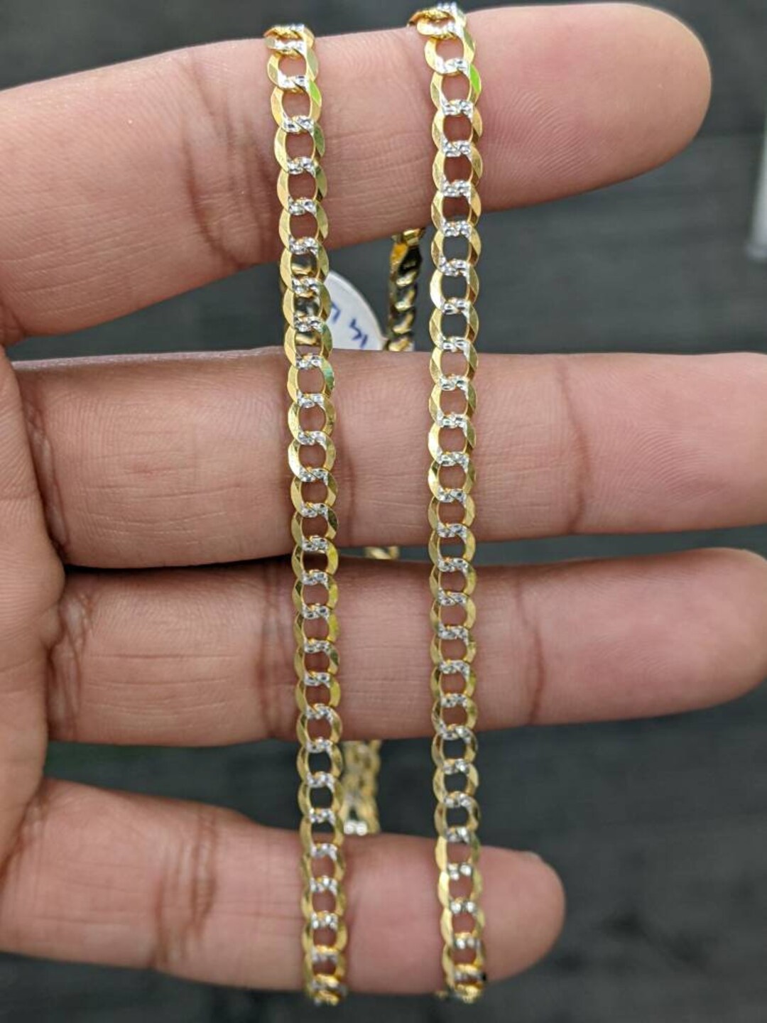 14kt Yellow Gold Cuban Concave Chain 2.4 mm Width 7.0 Inch Long (1.3 Grams)  by RG&D