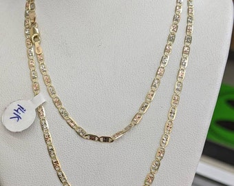 14kt Real Solid Gold Tricolor Valentino Chain 2.5mm wide