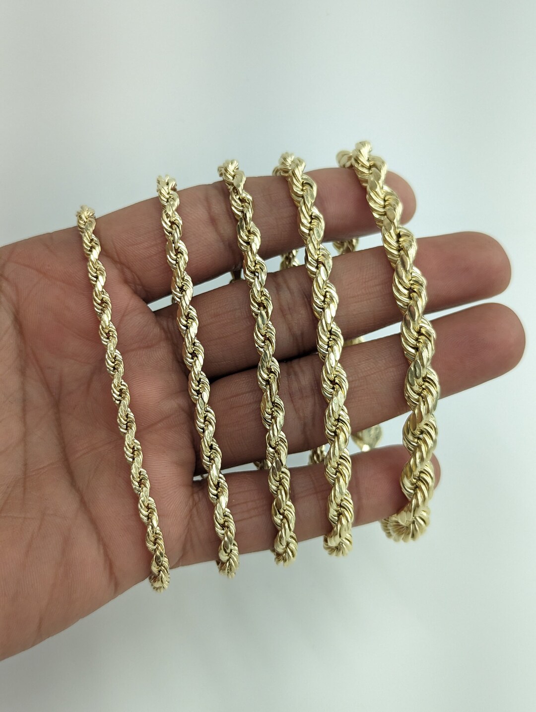 10kt Real Gold Rope Bracelet 4,5,5.5,6.5,7.8 Mm - Etsy