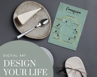 Enneagram Personality 9 Types Diagram Art Print Digital Poster
