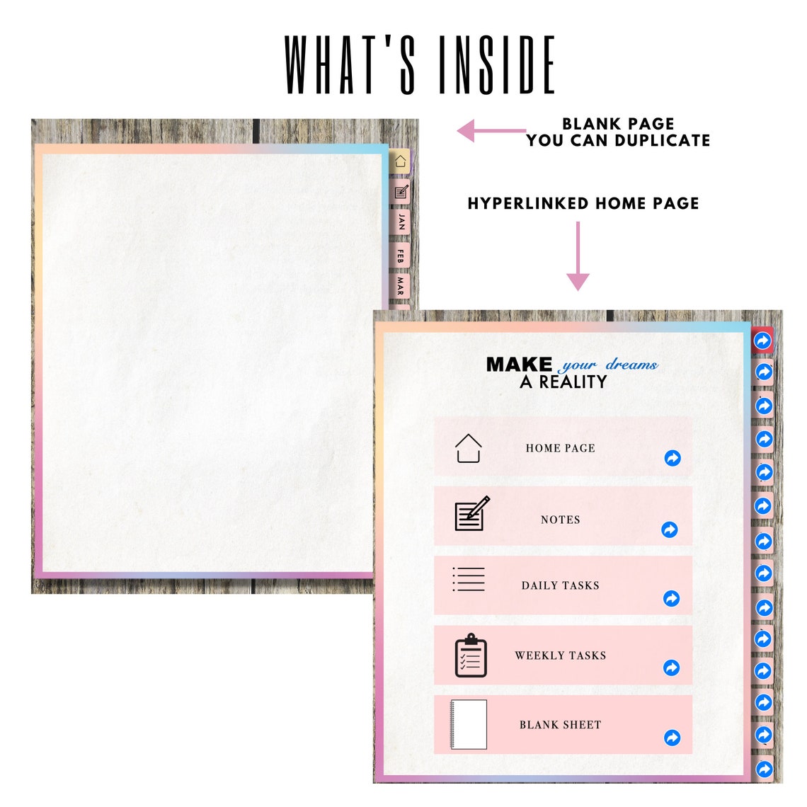 Digital Planner With Hyperlinks, Monthly, Weekly, Daily Digital Download PDF Etsy