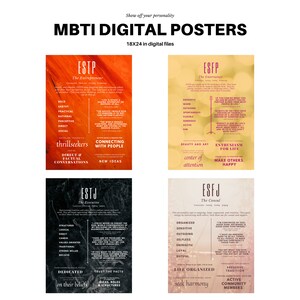 16 MBTI Digital Posters Bundle Set (18x24 Inches) Myers-briggs Artwork ...
