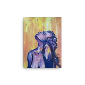 Pink and purple abstract female portrait on canvas 12x16