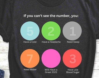 数字が見えない場合は、パズルシャツ、色覚異常Tシャツ、色覚異常グラフィックTシャツ