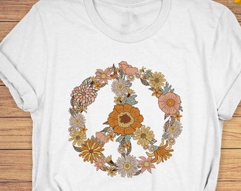 Floral Peace Sign T-Shirt: Graphic Tee for Women
