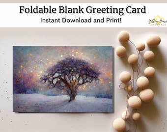 Thank You Card | Thinking of You | Whimsical Tree Art | DIY Print and Fold | Last Minute Gift