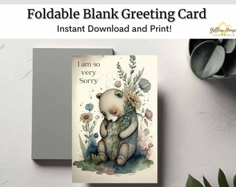I am so very Sorry Greeting Card | Apologies | Sympathy | Grief | Pet Loss | Break Up, Make Up | DIY Download and Print