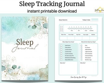 Sleep Tracker, Guided Journal, Self Help Printable, Stocking Stuffer for Mom, Wellness Planner Insert, Tired Mom Gift, Self Care PDF