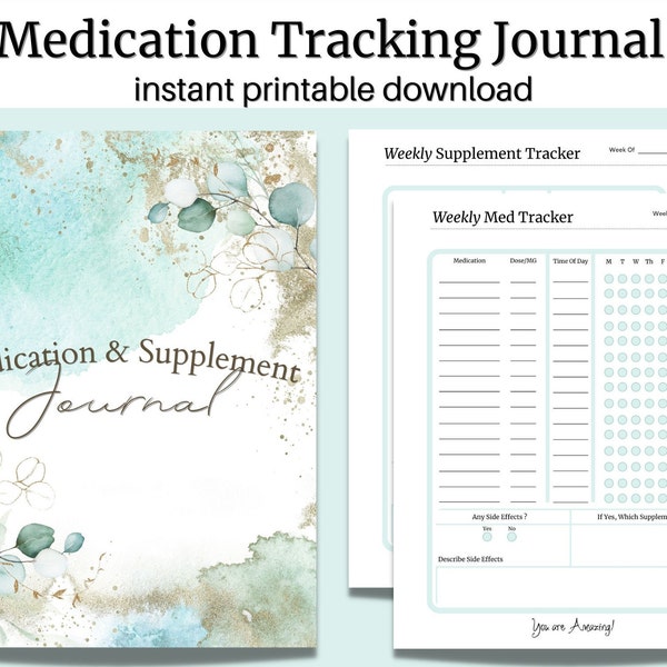 Medication Tracker, Medication Schedule, Pill Reminder, Medical Log, Caregiver Checklist, Medical Binder, Supplement Organizer, Self Help