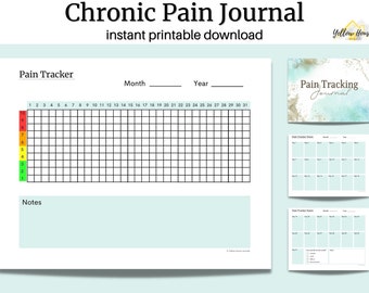 Chronic Pain Journal, Symptom Tracker, Self Care Planner, Pain Scale, Pain Management, Pain Chart, Printable PDF, Medical Planner Insert