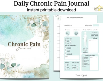 Chronic Pain Journal, Symptom Tracker,  Printable Health Tracker, Self Care Journal, Guided Journal PDF, Wellness Planner Insert, Self Help