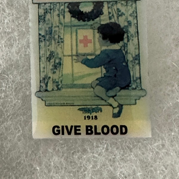 Vintage American Red Cross Collectable Lapel Pin / Badge Have You A Service Flag 1918 Give Blood
