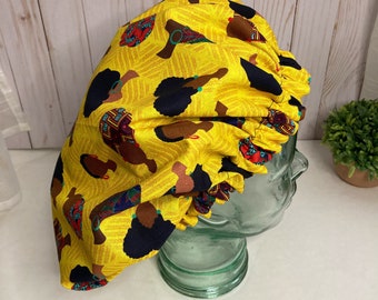 Satin Sleep Bonnet | Black Hair Print, Natural Hair Protection