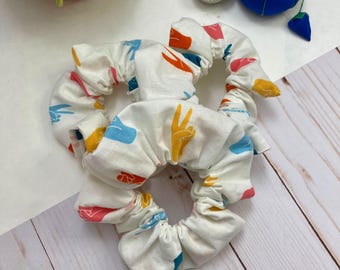 Peace Sign Cotton Scrunchie