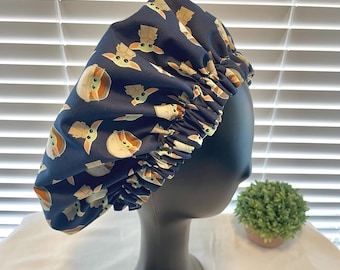 Baby Yoda Bonnet | Satin Adult Bonnet | Sleep Satin Bonnet | Star Wars Bonnet | Natural Hair Bonnet