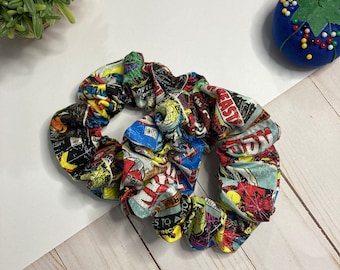 Comic Book Print Cotton Scrunchie