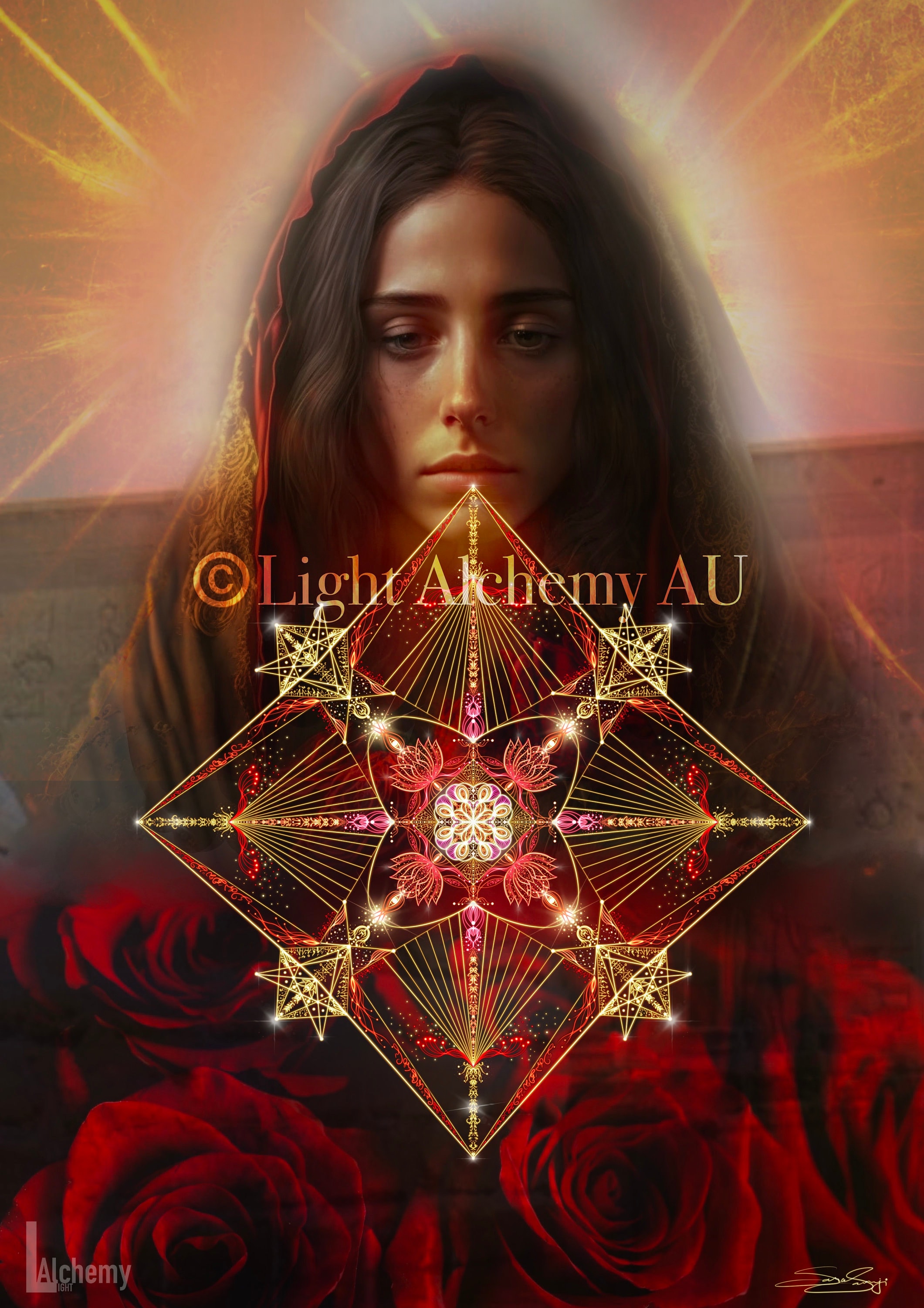 Magdalene With Roses Mary Magdalene Healing Art & Alchemy Guide — Divine Feminine Embodiment ...