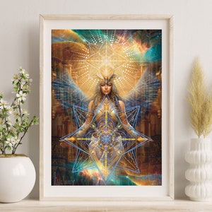 Godin Isis Gold Foiled Activation Special Edition | Godin Prints-poster met zijdecoating, A4-formaat, ingelijste goddelijke vrouwelijke kunst
