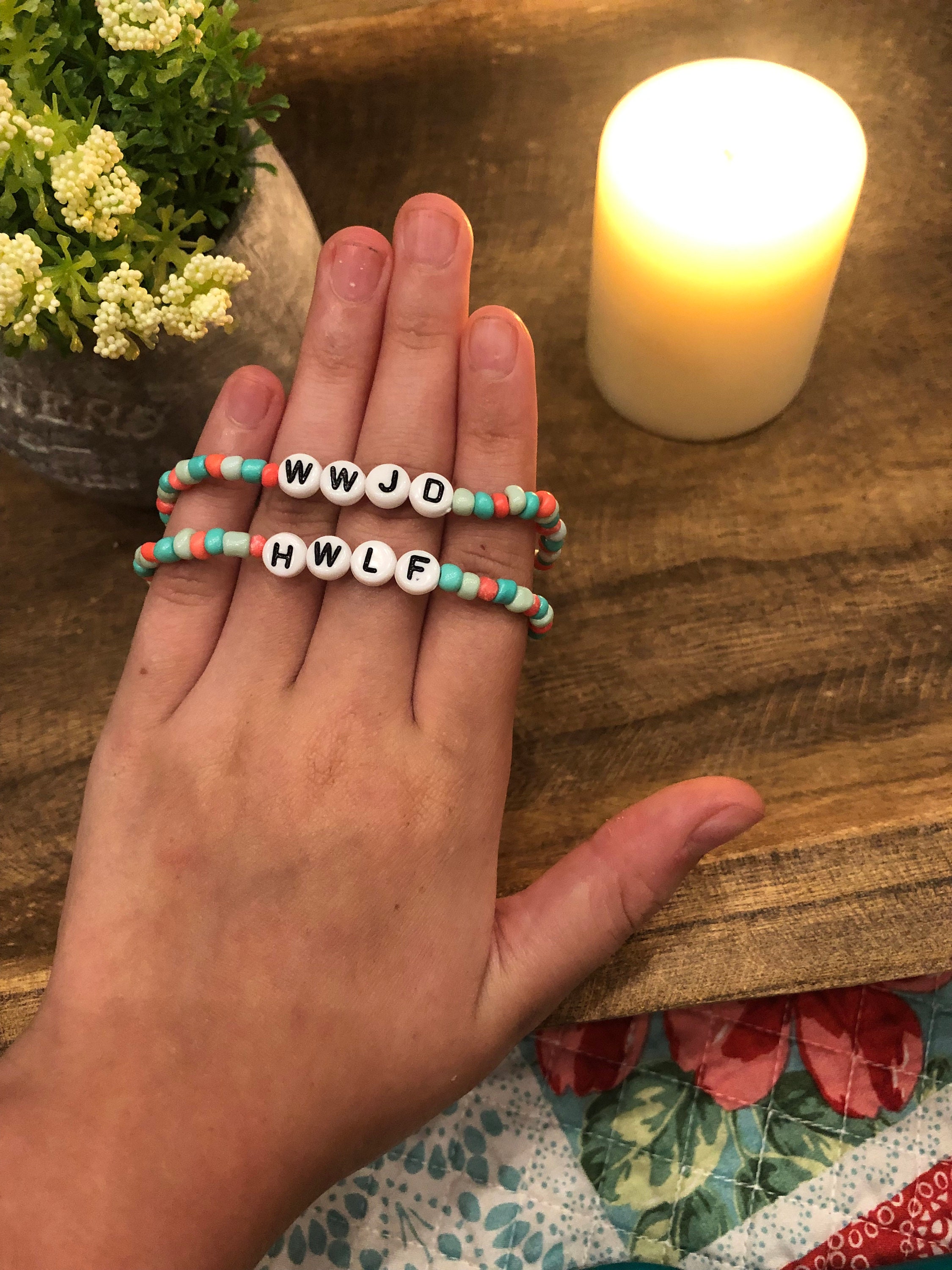 WWJD HWLF beaded bracelet set Etsy