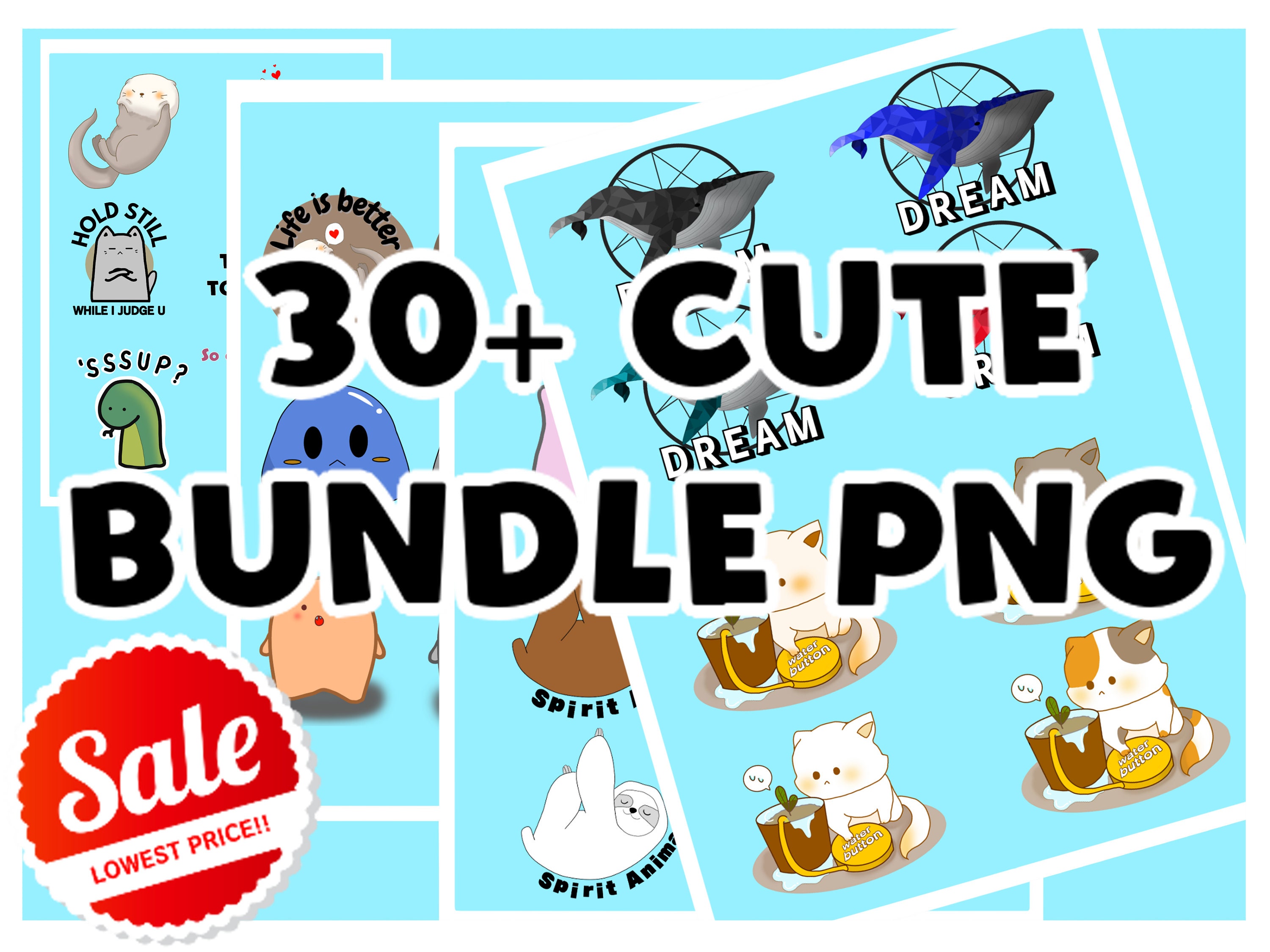 Bundle süße PNG Bundle Druckbare Sticker Bundle Printable Etsy
