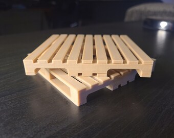 Set of 2 - 3D Printed Mini Pallet Coasters for Drinks/Mugs/Cups/Table - Many Sizes/Colors Available, Ships Quickly from EU