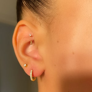 Tiny Crystal Curved Barbell | Gold Piercing Jewellery | Implant Grade | Waterproof Jewellery | Cubic Zirconia | Micro Piercing Barbell