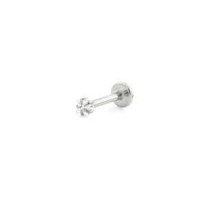 Star Gem Labret Earring | Cartilage Silver Piercing Jewellery | Implant Grade Titanium | Hypoallergenic | Waterproof and Tarnish Resistant