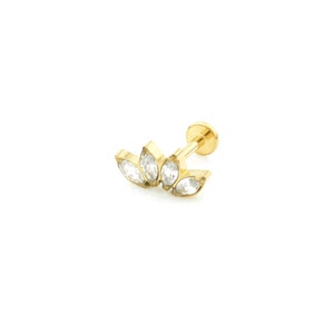 Marquise Crown Labret Earring | Waterproof and NON TARNISH | Gold Piercing Jewellery | Implant Grade Titanium | Hypoallergenic