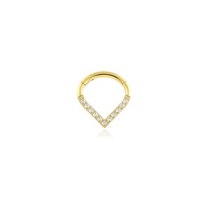 Pavé Wishbone Hoop | Seamless Hinge Clicker Ring For Septum | Implant Grade Titanium | Hypoallergenic | Waterproof and NON TARNISH