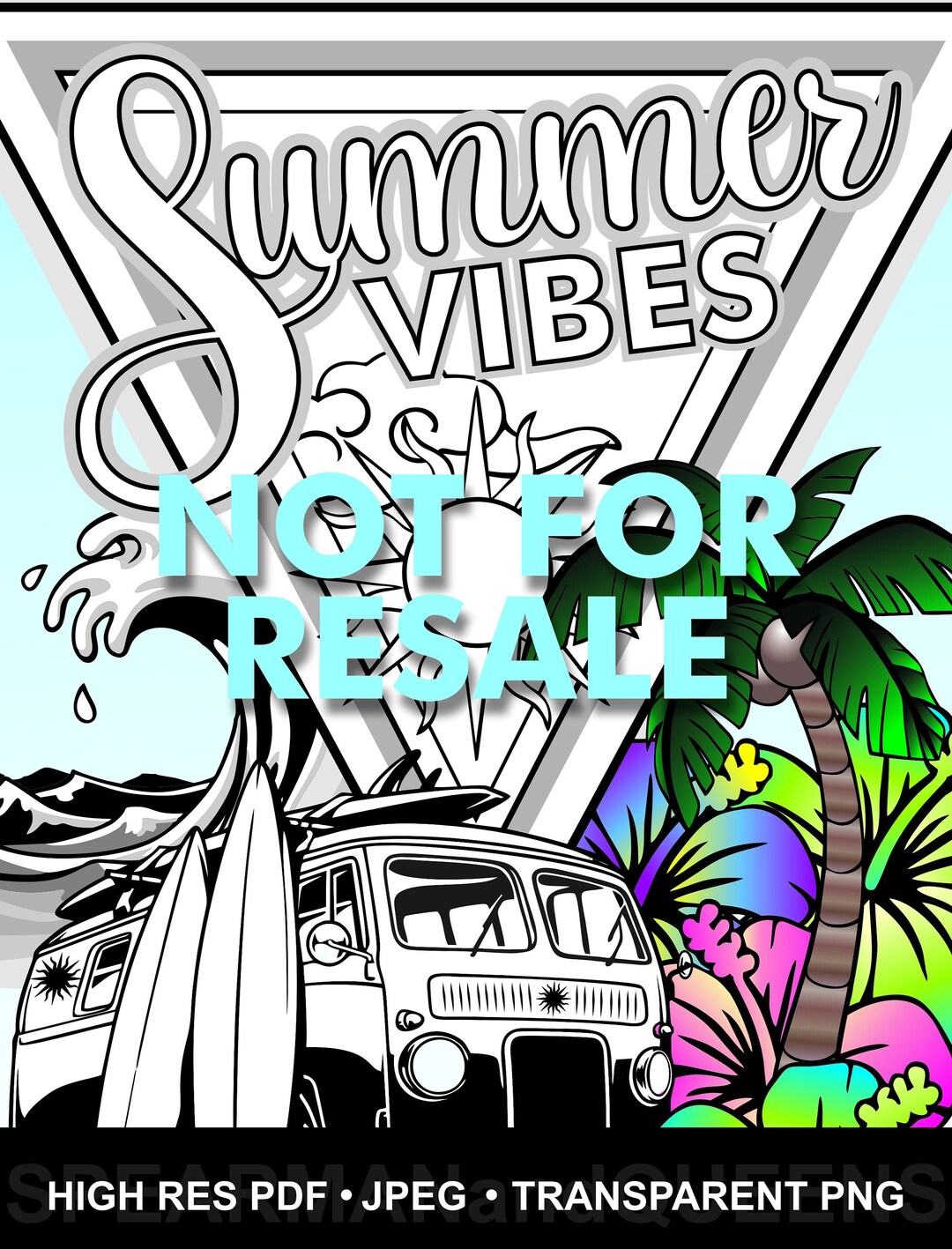 Summer Vibes Coloring Page - Etsy