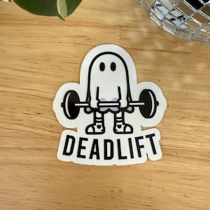 Deadlift Sticker, Ghost Stickers, Gym stickers, Weight Lifting, Workout Stickers, Crossfit, Shaker Bottle, Fitness Sticker, Fitness Gifts, immagine 1