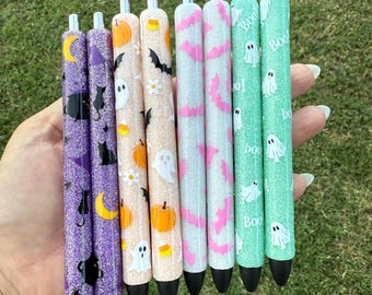 Bolígrafos de otoño, bolígrafos de Halloween, bolígrafos de calabaza, bolígrafos de fantasma, bolígrafos de octubre, bolígrafos con purpurina con temática de otoño, bolígrafos de bruja, bolígrafos navideños, bolígrafo personalizado