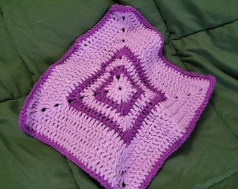 Cotton Granny Square Washcloth- Purple