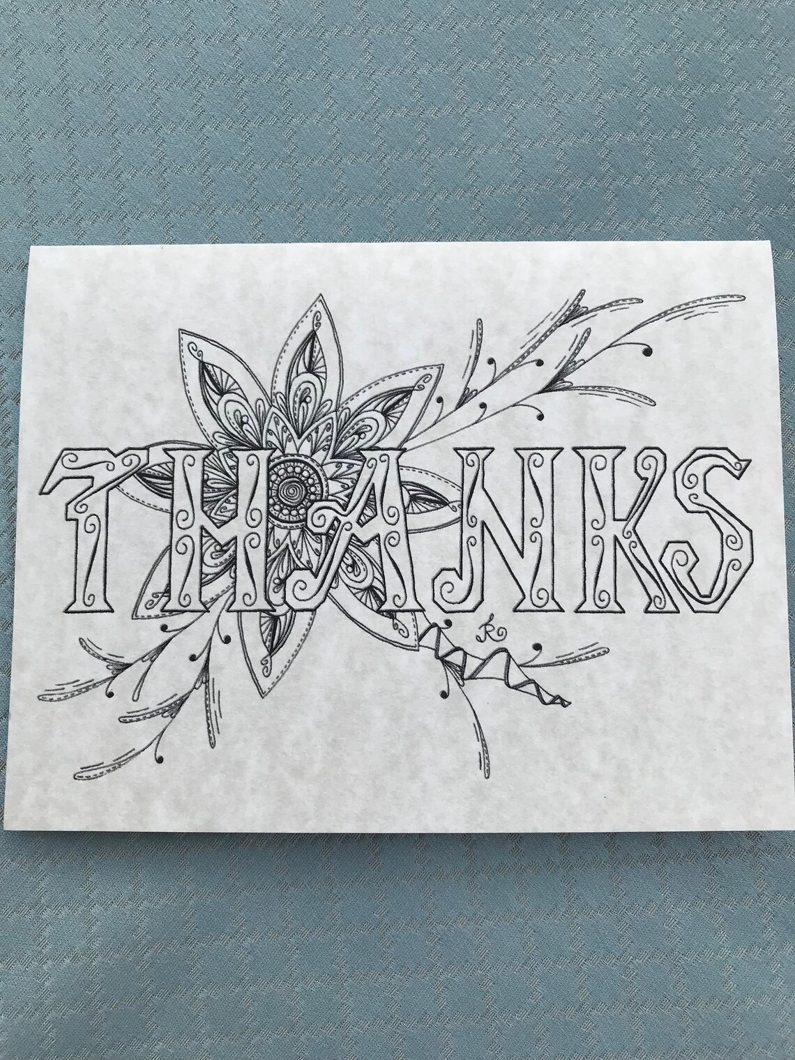 Zentangleinspired Hand Drawn Thank You Note Cards Etsy
