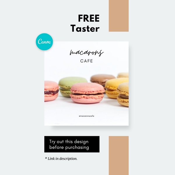 Classy Macarons Instagram Post Templates for Canva | Business Owner Template