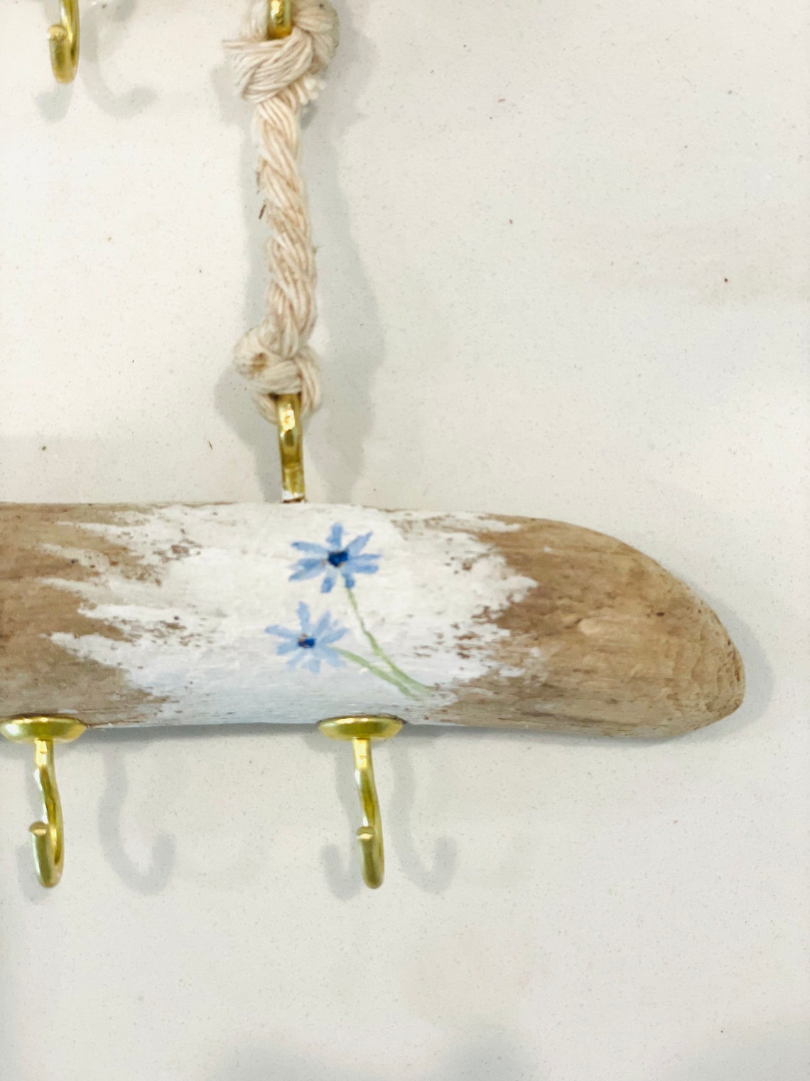 Driftwood Jewelry Hanger Flower Panted Etsy