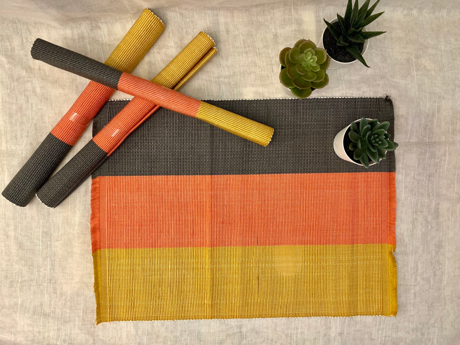 Inabel Placemat Set of 6 Handmade Fabric Placemats Organic Etsy