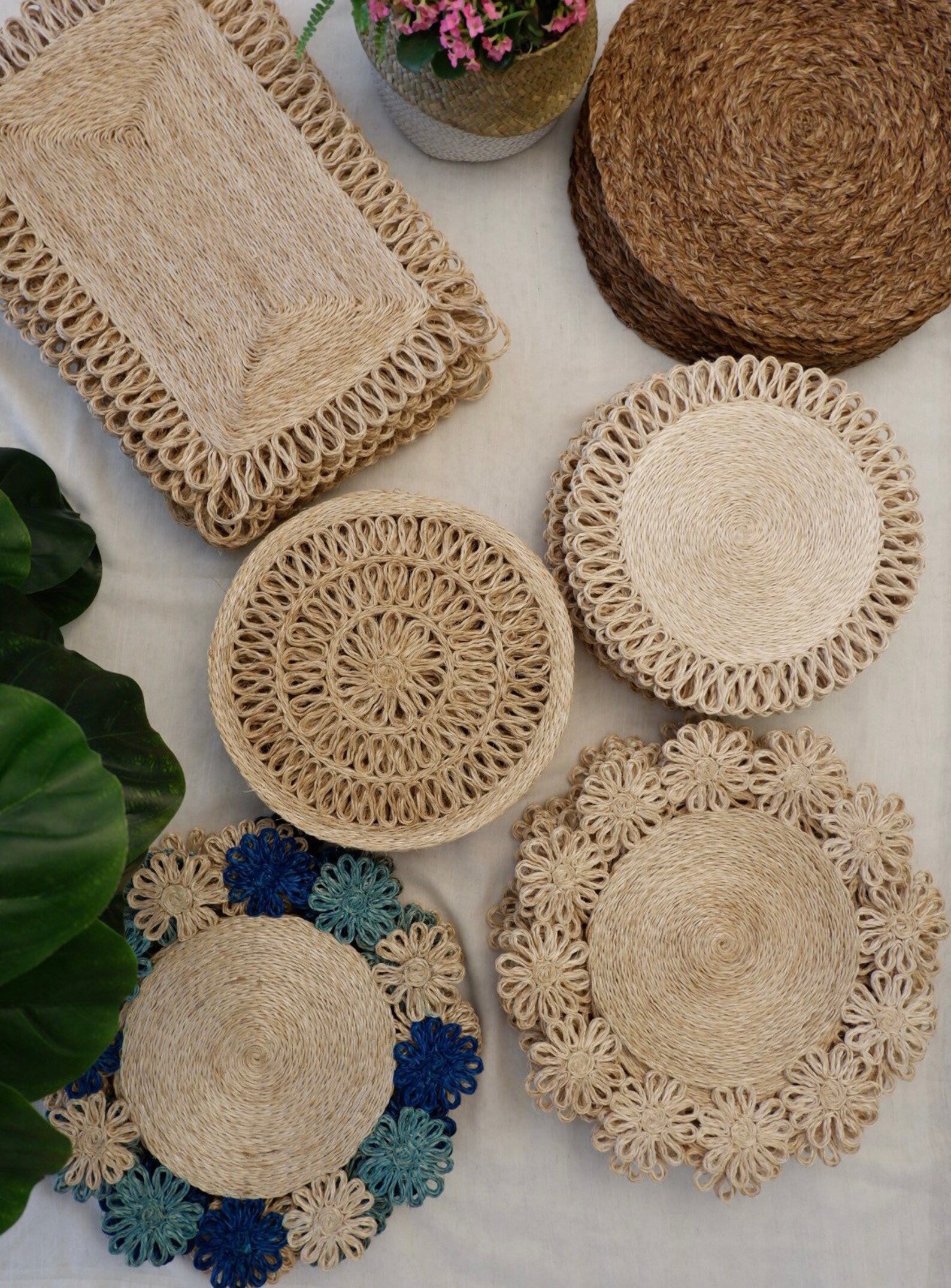 Flora Abaca Placemat Flower Placemat Home Decor Dining Etsy