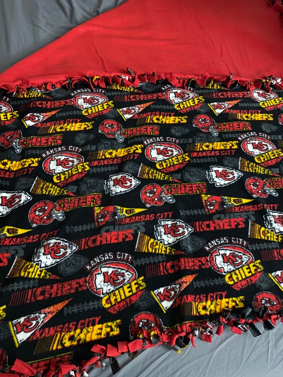 Kansas Chiefs tie blanket. NFL football team blanket. Super soft fleece blanket