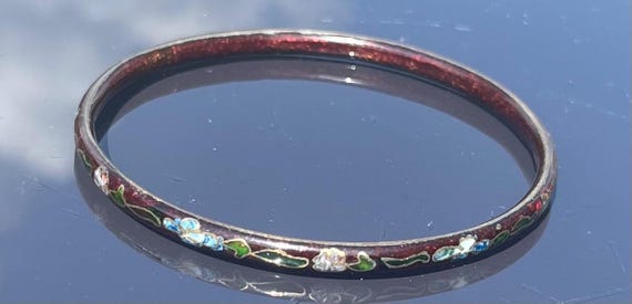 Eight Vintage Stackable Cloisonné Bangles - image 2
